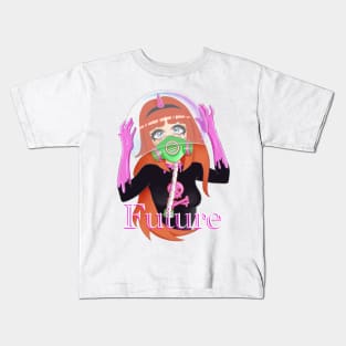 Anime Girl Biohazard Gas Mask Aesthetic Cyber Style Kids T-Shirt